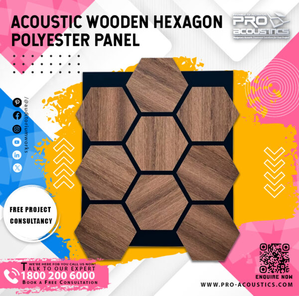 Wooden-Semicircle-Sound-Slat-Acoustic-polyester-panel-2.jpg Acoustic Wooden Hexagon Sound absorbing Polyester panel