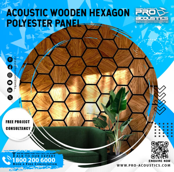 Wooden-Semicircle-Sound-Slat-Acoustic-polyester-panel-3.jpg Acoustic Wooden Hexagon Sound absorbing Polyester panel