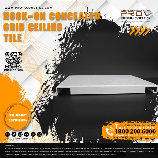 Hook-On Concealed Metal Grid Ceiling Tile