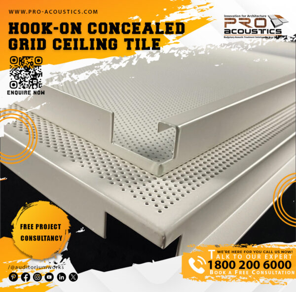 Hook-On Concealed Metal Grid Ceiling Tile